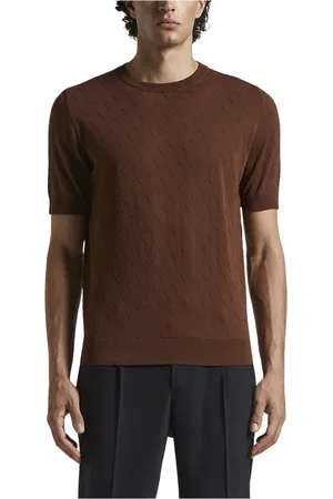 PESERICO SIGN Strik, Herre, Brun, S, Bomuld, Ren bomuld t-shirt