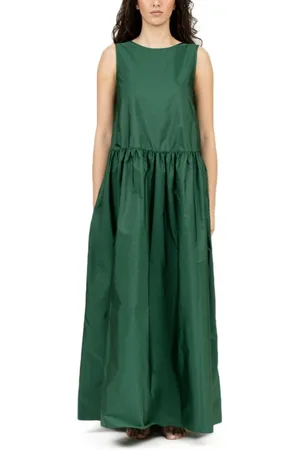 Max Mara Kjole, Dame, Grøn, L, Uld, Stilfuld Array Kjole