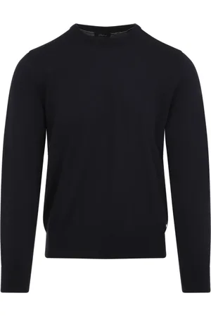 BRIONI Strik, Herre, Sort, M, Uld, Blå Uld Rundhals Sweater