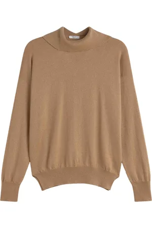 PESERICO SIGN Strik, Dame, Brun, S, Uld, Højhalset uldblandings sweater