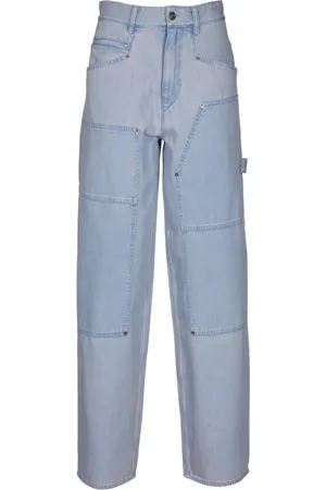 Isabel Marant Jeans, Dame, Blå, S, Bomuld, Blå Wide Leg Jeans med Nitter