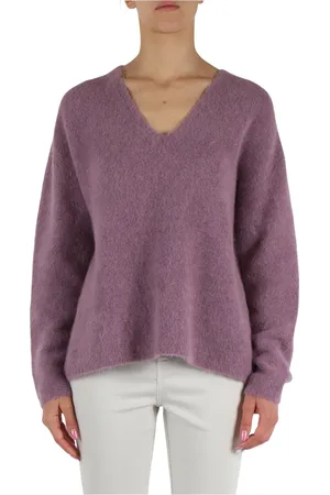MARELLA Strik, Dame, Lilla, M, Uld, V-hals alpaka blanding sweater med detaljer