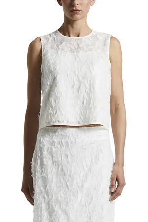 PESERICO SIGN Top, Dame, Hvid, M, Organza, Fil coupé organza top