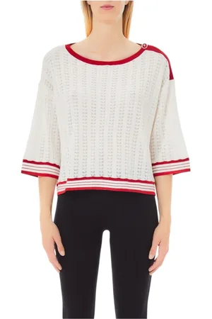 Liu Jo Strik, Dame, Hvid, M, Bomuld, Bomuld Blanding Mode Sweater