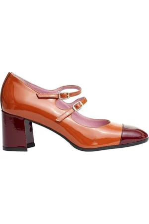 Carel Sko, Dame, Brun, 38 EU, Læder, Beige Patent Læder Pumps