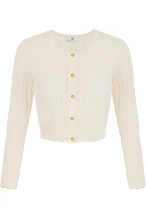 Elisabetta Franchi Strik, Dame, Hvid, XL, Uld, Stilfulde Viola Bukser til Kvinder