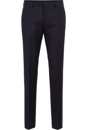 HUGO BOSS Bukser, Herre, Sort, M, Uld, Slim Fit Marineblå Bukser