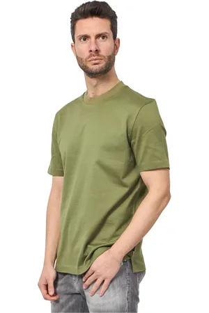HUGO BOSS Top, Herre, Grøn, L, Bomuld, Grøn T-shirt med Merceriseret Bomuld