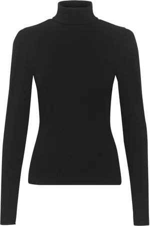 Gestuz Strik, Dame, Sort, S, Uld, Sort Rollneck Puff Top & T-Shirt