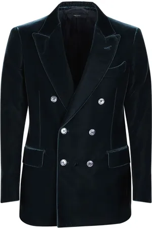 Tom Ford Jakke, Herre, Blå, M, Petrol Green Double Breasted Blazer