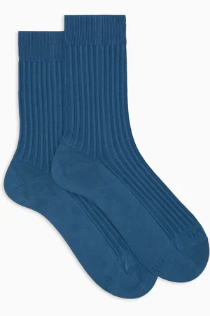 Gallo Undertøj, unisex, Blå, S, Bomuld, Unisex korte ensfarvede lyseblå tvillingestrikkede bomuldssokker med skrivning ved tåen