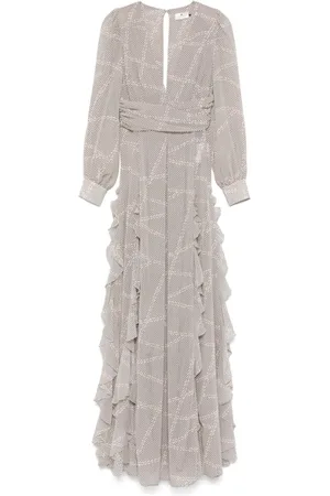 Elisabetta Franchi Kjole, Dame, Grå, S, Polyester, Elegant Nero Kjole til Kvinder