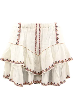 Isabel Marant Nederdel, Dame, Hvid, M, Bomuld, Broderet Elastisk Talje Shorts