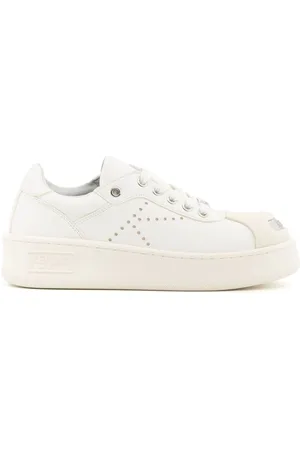 Kenzo Sko, Dame, Hvid, 36 EU, Læder, Hvide lave top sneakers til kvinder