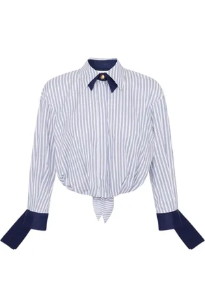Elisabetta Franchi Bluser & Skjorter, Dame, Blå, XS, Bomuld, Broderet Logo Skjorte Regular Fit