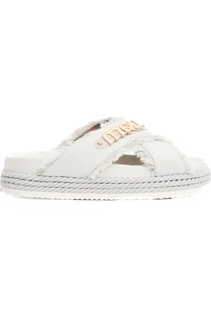 Mou Sko, Dame, Hvid, 35 EU, Hvide Krydsede Sandaler med Frynset Finish