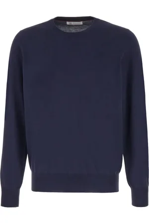 Brunello Cucinelli Sweathshirts & Hoodies, Herre, Blå, XL, Uld, Stilfulde Skjorter til Mænd