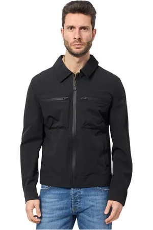 YES ZEE BY ESSENZA Jakke, Herre, Sort, M, Uld, Sort Skjortekrave Fullzip Jakke