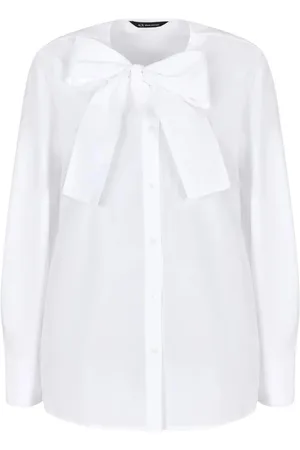 Armani Exchange Bluser & Skjorter, Dame, Hvid, M, Hvid Skjorte med Bue Detalje