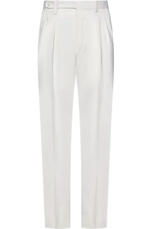 BRIONI Bukser, Herre, Hvid, L, Bomuld, Elegant Hvide Bomuldssilke Poplin Bukser