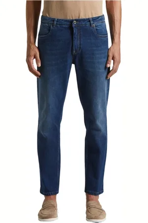 PESERICO SIGN Jeans, Herre, Blå, XL, Bomuld, 5-lomme denim i strækbar bomuldstwill