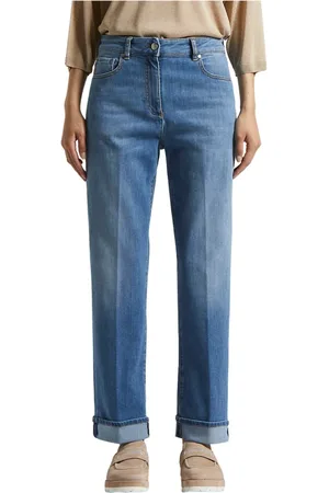 PESERICO SIGN Jeans, Dame, Blå, L, Bomuld, 5-lomme jeans i komfortabel bomuld