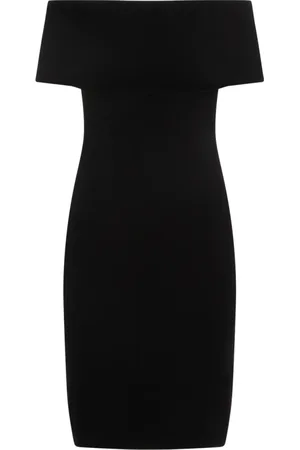 Bottega Veneta Kjole, Dame, Sort, 2XS, Uld, Sort Off-Shoulder Midi Kjole