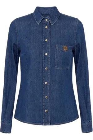 Elisabetta Franchi Bluser & Skjorter, Dame, Blå, M, Denim, Denim Skjorte Mod.Jeans