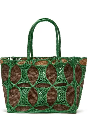 Maliparmi Taske, Dame, Grøn, ONE SIZE, Raffia Indkøbstaske Grøn Brun