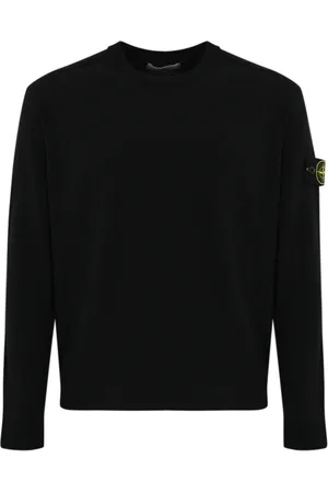 Stone Island Strik, Herre, Blå, XL, Bomuld, Blå Bomulds Sweater Ribstrikket