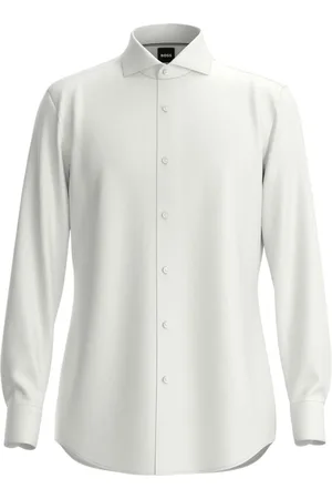 HUGO BOSS Skjorte, Herre, Hvid, 3XL, Bomuld, Slim Fit Langærmet Skjorte