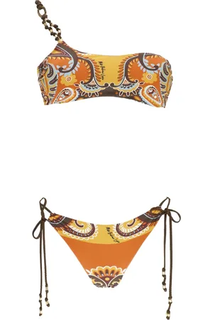 MISS BIKINI Badetøj, Dame, Flerfarvet, M, Orange Paisley Bandeau Bikini Sæt