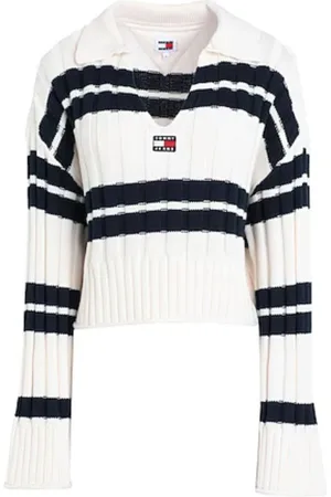 Tommy Hilfiger Strik, Dame, Hvid, S, Hvid Stribet Striktrøje