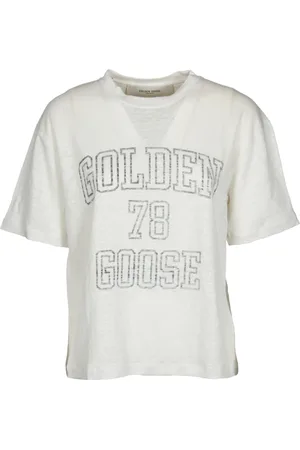 Golden Goose Top, Dame, Grå, S, Bomuld, Pailletbesat rund hals toppe