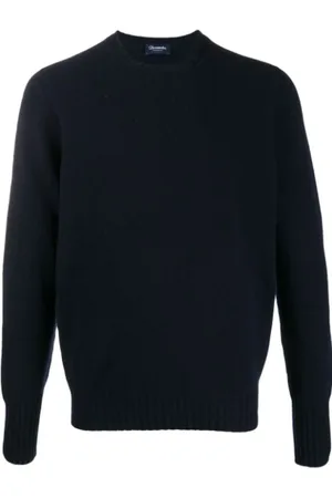 DRUMOHR Strik, Herre, Sort, 2XL, Uld, Mørkegrå Crew Neck Pullover Sweater