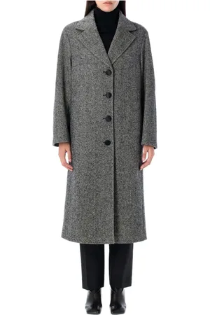 Dolce & Gabbana Frakke, Dame, Sort, S, Uld, Sort Melange Herringbone Uldfrakke