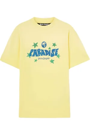 Palm Angels Top, Herre, Gul, M, Bomuld, Crew Neck Kortærmet T-shirt