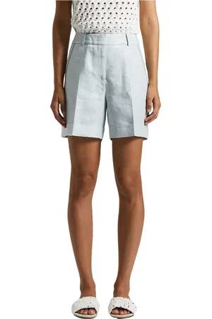 PESERICO SIGN Shorts, Dame, Blå, XS, Bomuld, Linned bomuld Lurex stof shorts