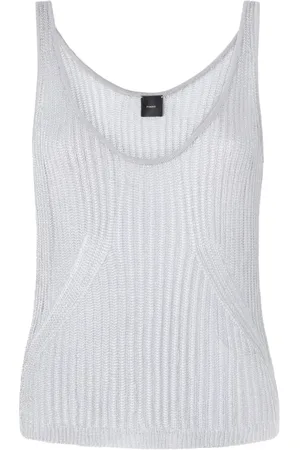 Pinko Top, Dame, Grå, M, Grå T-shirt Stil Ss25