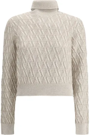 Fendi Strik, Dame, , L, Silke Jacquard Turtleneck Sweater