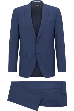 HUGO BOSS Jakkesæt, Herre, Blå, 3XL, Uld, Klassisk enkeltstående jakkesæt