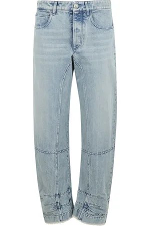 Jil Sander Jeans, Dame, Blå, S, Læder, Denim Jeans med læderlogo-applikation