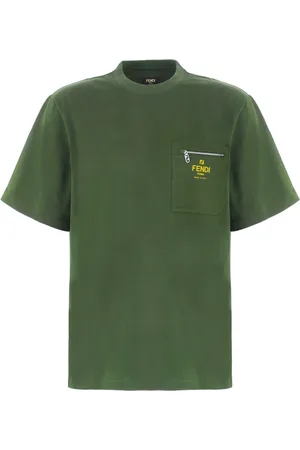 Fendi Top, Herre, Grøn, M, Bomuld, Afslappet Bomulds T-Shirt til Mænd
