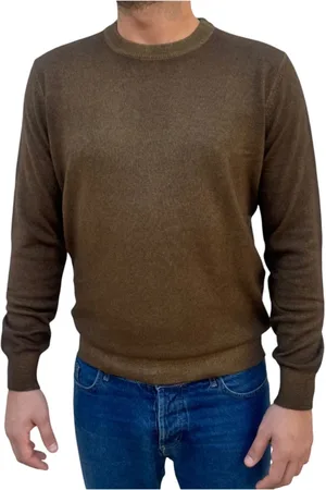 KANGRA CASHMERE Strik, Herre, Brun, M, Uld, Rundhalset T-shirt
