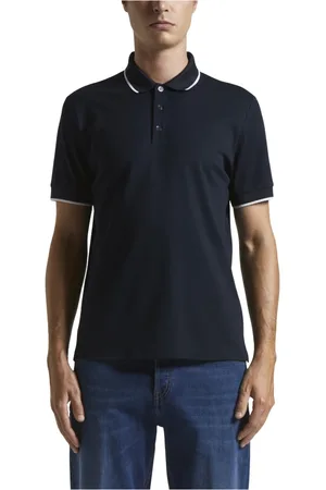 PESERICO SIGN Top, Herre, Blå, XS, Bomuld, Letvægts Supima-bomuldspiqué polo shirt