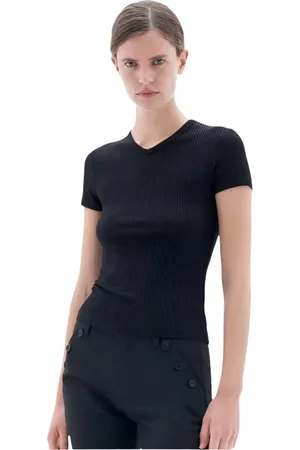 Filippa K Top, Dame, Sort, M, Sort V-Neck Tee, 90