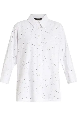 Persona by Marina Rinaldi Bluser & Skjorter, Dame, Hvid, XL, Bomuld, Hvid Broderie Anglaise Skjorte