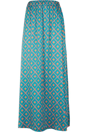 Gallo Nederdel, Dame, Flerfarvet, L/XL, Kvinders lyseblå lange nederdel med argyle mønster