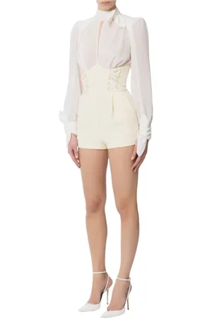 Elisabetta Franchi Jumpsuits & Playsuits, Dame, Hvid, L, Uld, Stilfuld 100%pl Kvinders Mode Top