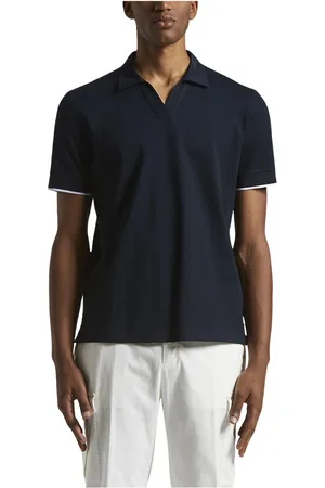 PESERICO SIGN Top, Herre, Blå, XS, Bomuld, Letvægts Supima-bomuldspiqué polo shirt